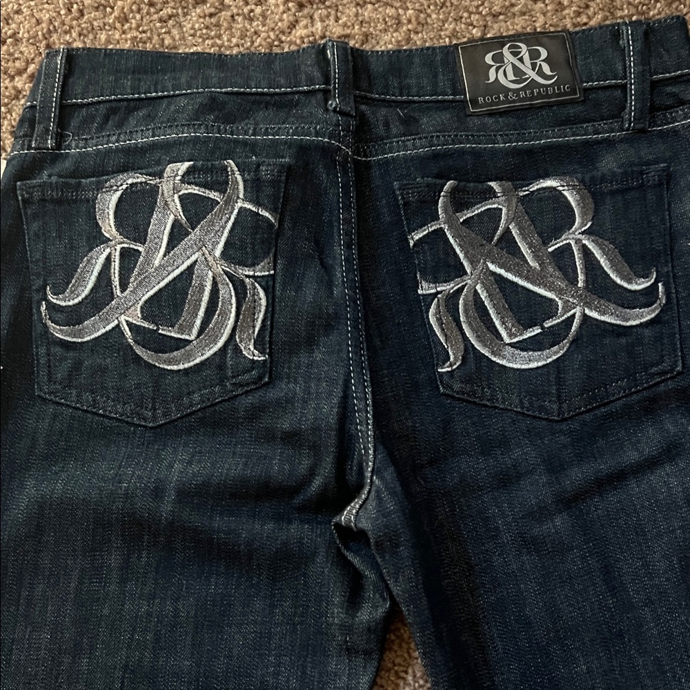 Rock & Republic Dark Indigo Flare Wide Leg Jeans